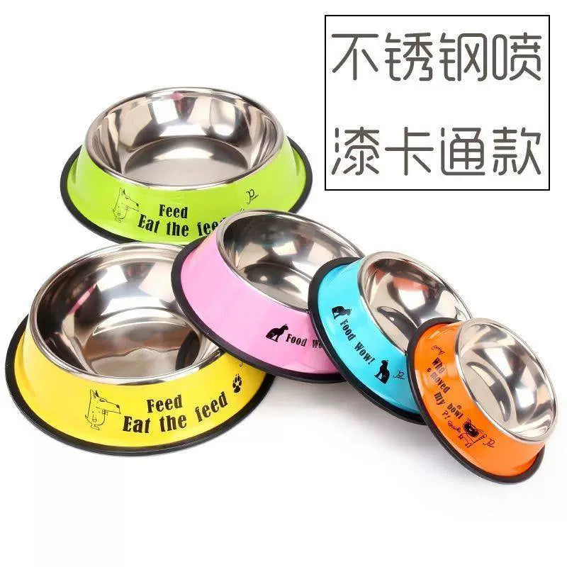 Dog Bowl Dog Basin Stainless Steel Anti-Tumble Cat Bowl Dog Food Bowl Dog Food Bowl Small Large Dog Basin Pet Supplies