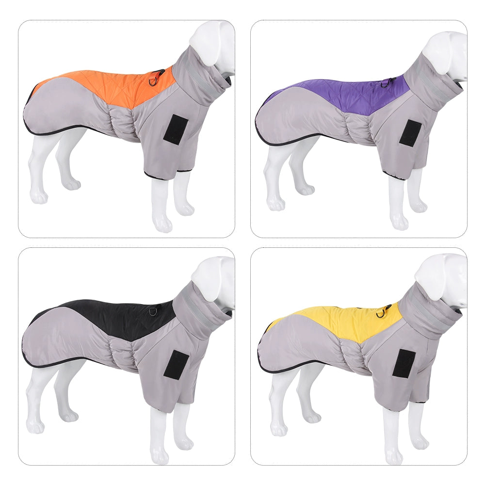 Dog Clothes Winter Coat Reflective Thickened Warm Golden Retriever Labrador Small and Medium-Sized Dogs Adjustable Orange Cotton-Padded Jacket