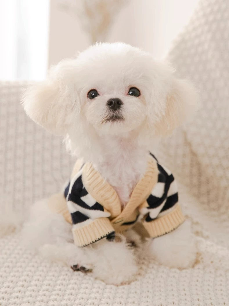 Striped Knitted Puppy Clothes Spring and Autumn Clothing Bichon Teddy Schnauzer Cat Small Size Dogs Pet Autumn and Winter Sweater