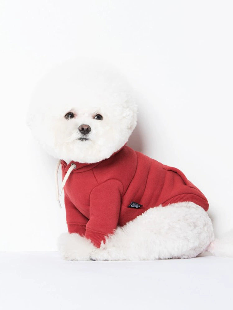 Sniff Pet Dog Cat Autumn and Winter Clothes Teddy Small Size Dogs Fleece Hooded Solid Color Casual Sweatshirt New