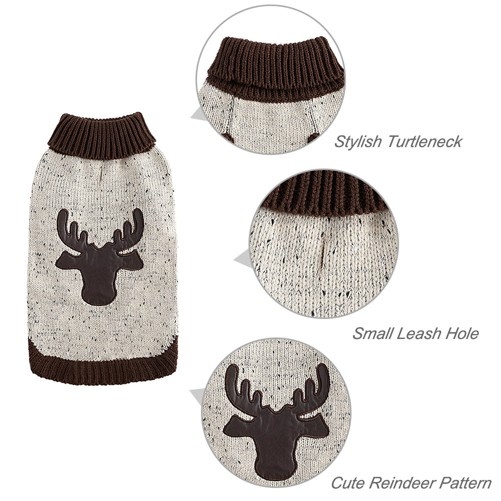 Pet Casual Sweater Christmas Elk Sweater Dog Sweater Small and Medium-Sized Dogs Autumn and Winter Warm Anti-Lint