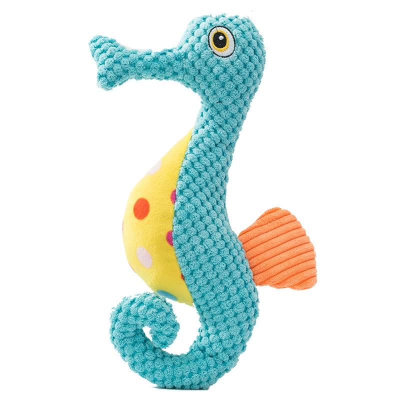 Pet Supplies Stuffed Toy Bite Octopus Toy Hippocampus Bends and Hitches Sound Toy Interactive Teddy Dog Bite-Resistant