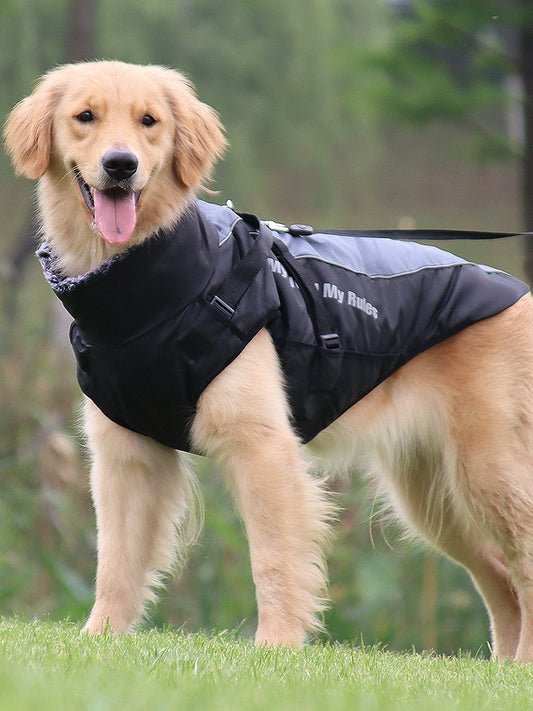 Traction Dog Clothes Autumn and Winter Clothes Medium Large Dog Golden Retriever Labrador Corgi Thickened Winter Warm Cotton-Padded Coat