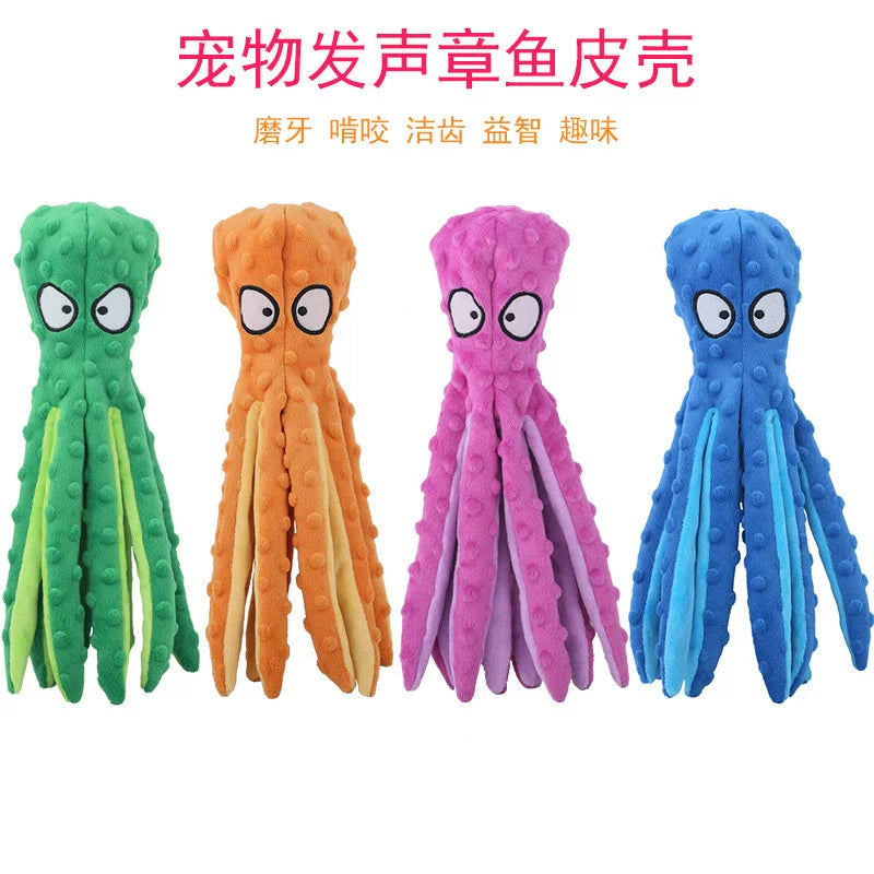 New Pet Plush Toy Octopus Leather Phone Case Dog Educational Bite-Resistant Vocalization Toys Octopus Dogs and Cats Supplies