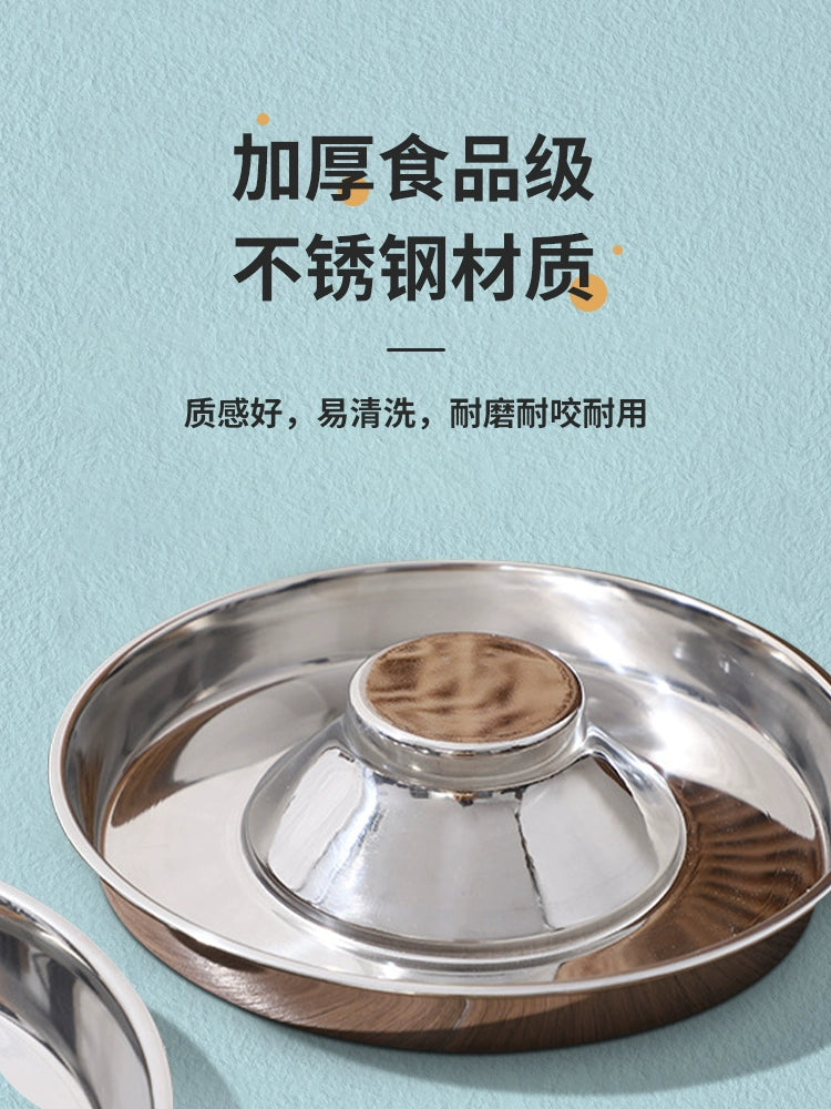 Dog Anti-Chye Pet Bowl Slow Food Anti-Tumble Cat Food Large Stainless Steel Meal Tray Golden Retriever Large, Medium and Small Dogs Pet Supplies