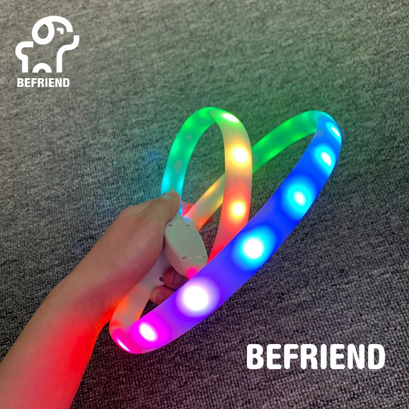 Dog Luminous Collar USB Charging Flash Collar Pet Luminous Anti-Lost Collar Teddy Night Dog Walking Light