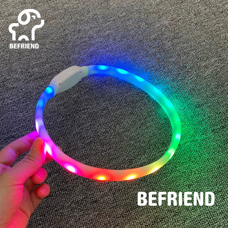 Dog Luminous Collar USB Charging Flash Collar Pet Luminous Anti-Lost Collar Teddy Night Dog Walking Light