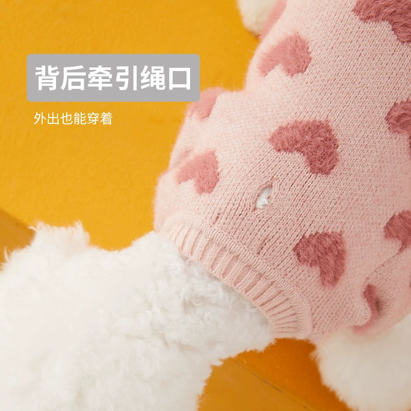 Ufbemo Pet Dog Clothes Cat Cute Princess Style Small Size Dogs Teddy Bichon Autumn and Winter Clothing Sweater Cardigan