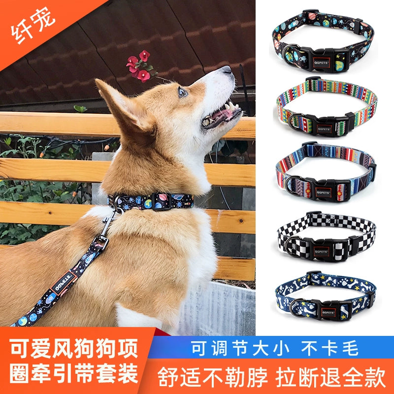 Fiber Pet Supplies Dog Collar Hand Holding Rope Teddy Dog Leash Jarre Aero Bull Corgi Small and Medium-Sized Dogs Dog Leash Traction Belt