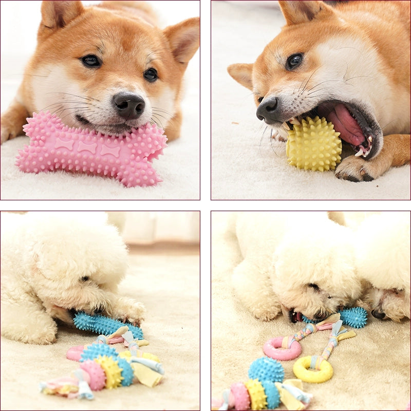 Qiandongshijia Dog Toy Bite-Resistant Molar Rod Puppy Teddy Puppy Relieving Stuffy Dog Chew Ball Pet Supplies