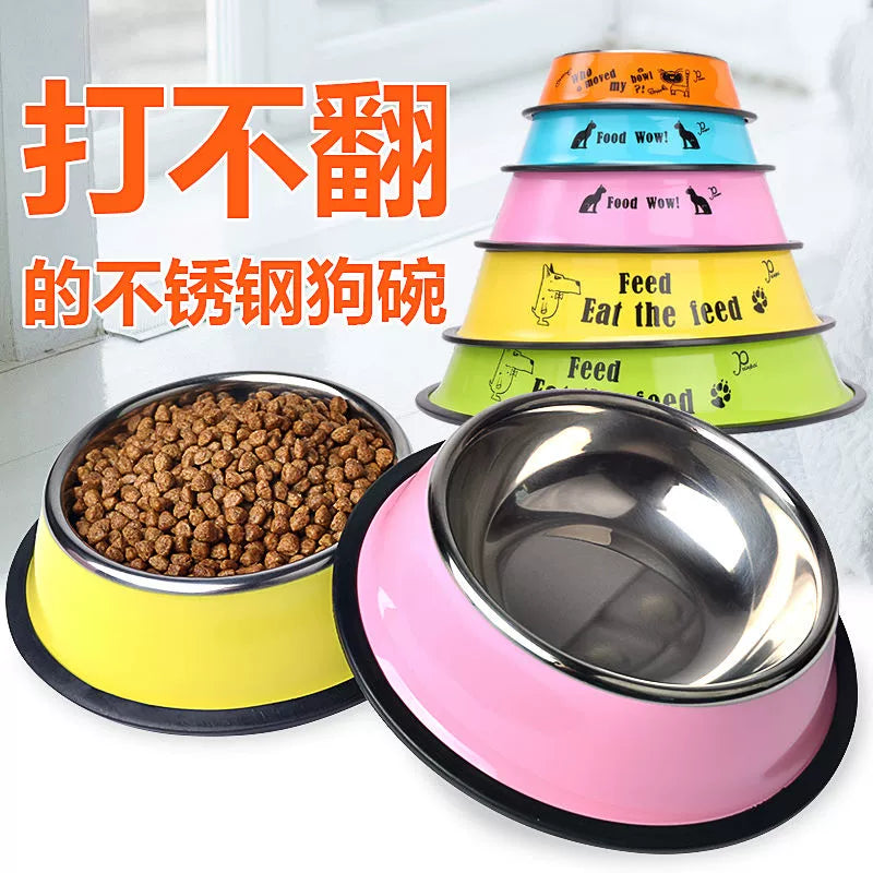 Dog Bowl Dog Basin Stainless Steel Anti-Tumble Cat Bowl Dog Food Bowl Dog Food Bowl Small Large Dog Basin Pet Supplies