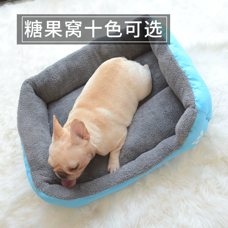 Pet Nest Kennel Autumn and Winter Warm French Bucket Pug Teddy Nest Mat Small Dog Medium and Large Dog Sleeping Mat Pet Supplies