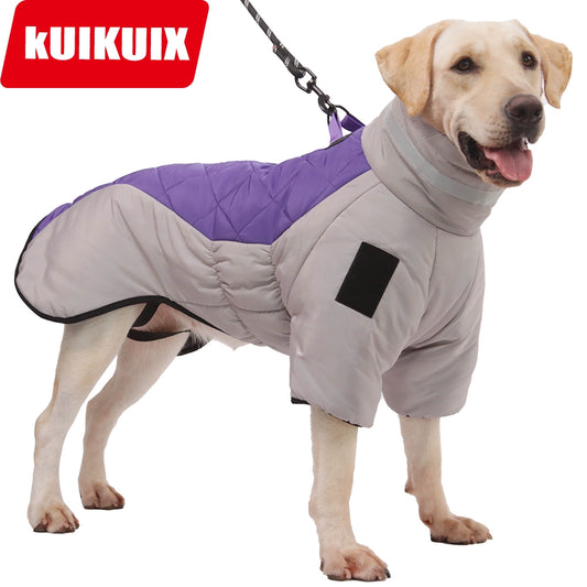 Dog Clothes Winter Coat Reflective Thickened Warm Golden Retriever Labrador Small and Medium-Sized Dogs Adjustable Orange Cotton-Padded Jacket