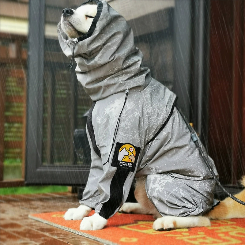 Dog Raincoat Large Dog Rain Cape Golden Retriever/Border Collie Dog Raincoat Four-Legged Waterproof Fully Surrounding Dog Rainy Day Clothes