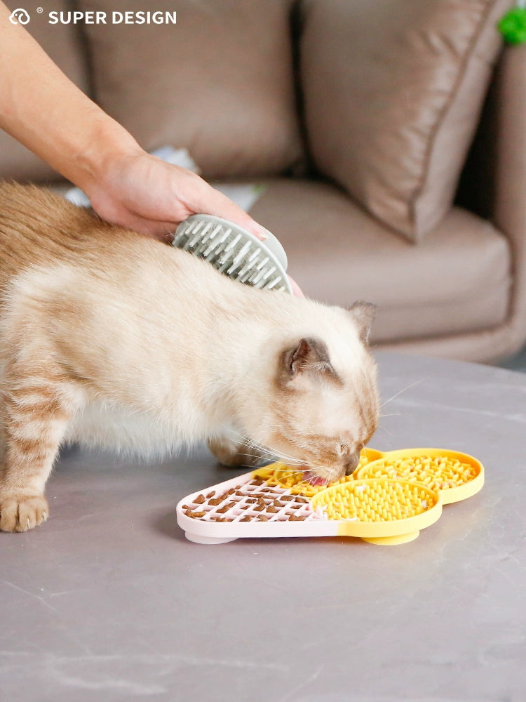 Supemoto Dog Licking Mat Slow Feeding Bowl Pet Slow Food Mat Silicone Licking Plate Licking Mat Cat Hiding Food Leakage