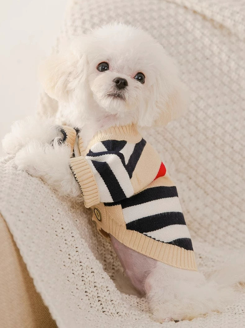 Striped Knitted Puppy Clothes Spring and Autumn Clothing Bichon Teddy Schnauzer Cat Small Size Dogs Pet Autumn and Winter Sweater