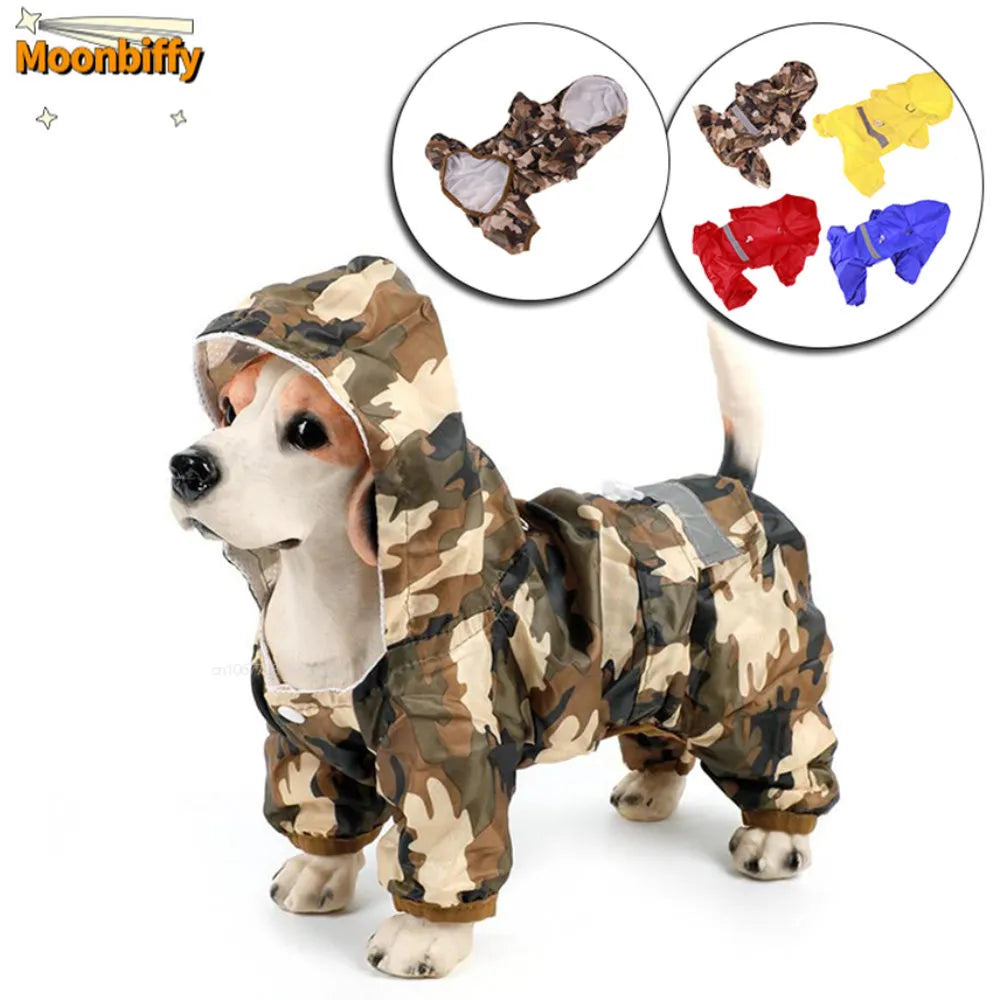 Casual Pet Dog Rain Coat Puppy Clothes Cat Raincoat Waterproof Jacket Outdoor Rainwear Hood Apparel Jumpsuit Pet Supplies Chien