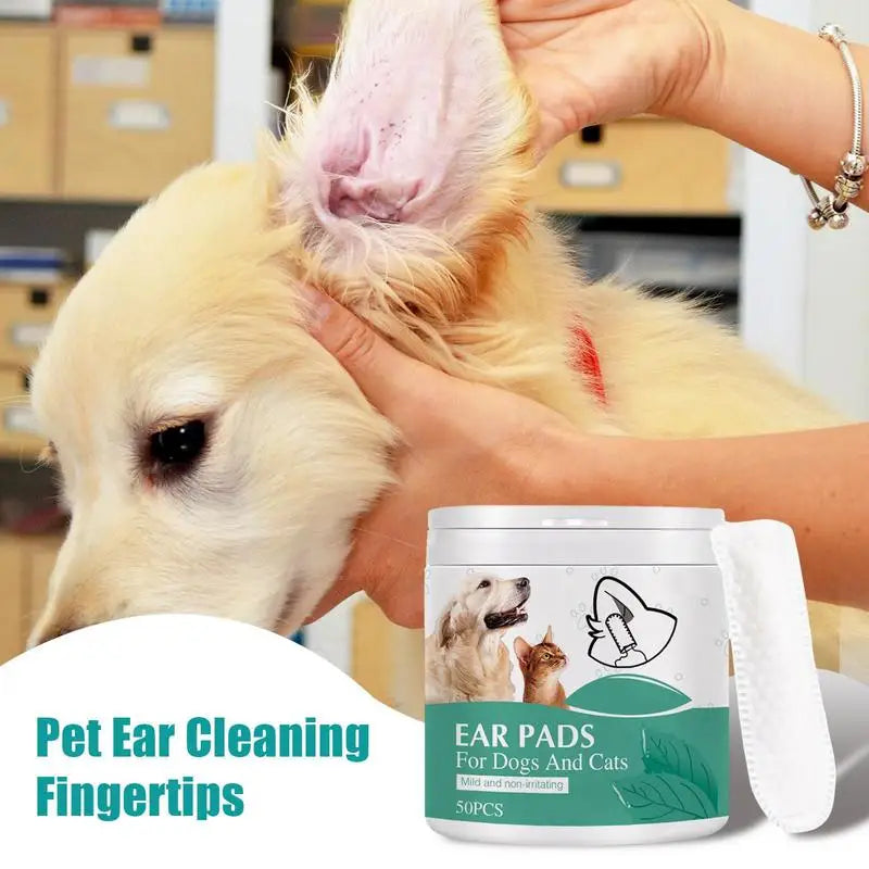 Ear Wipes For Dogs Portable Pet Ear Cleaning Wipes 50pcs Pets Dog Eyes Ears Cleaning Wipes Ear Wax Cleaning Finger Cots for pets