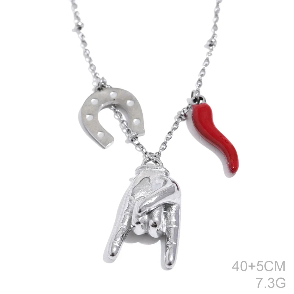 Yhpup Creative 316l Stainless Steel Palm Red Chili Heart Charms PendanSPECIFICATIONSBrand Name: YhpupMetals Type: Stainless SteelMaterial: MetalOrigin: Mainland ChinaCN: GuangdongGender: WomenShape\pattern: GeometricStyle: TRENDYFine oShopDoggieworksShopDoggieworksYhpup Creative 316l Stainless Steel Palm Red Chili Heart Charms Pendant Necklace Personalized Jewelry Attractive Women Accessory