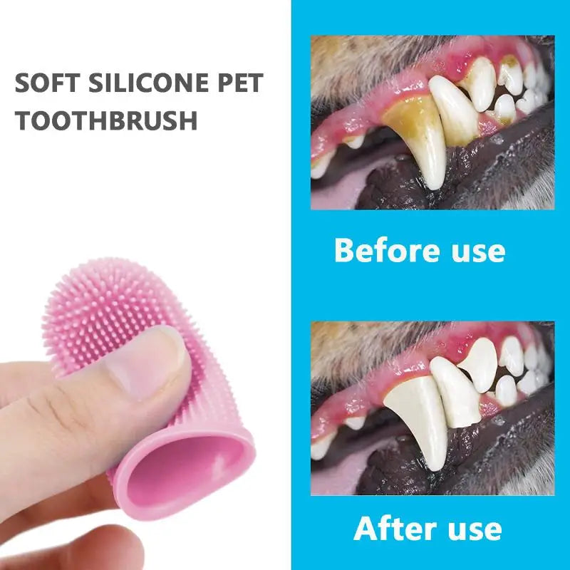 Soft Silicone Pet Dog Finger Toothbrush Pet Teeth Oral Cleaning Brush Pet Bad Breath Tartar Teeth Care Tool Dog Accessories