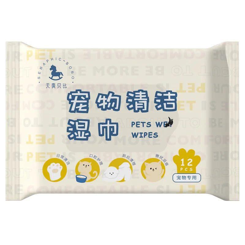 12pcs/pack Pet Wipes Dog Cat Aloe Wet Paper Towel Pet Eyes Cleaner No-Wash Cleaning Body Deodorant Grooming Supplies