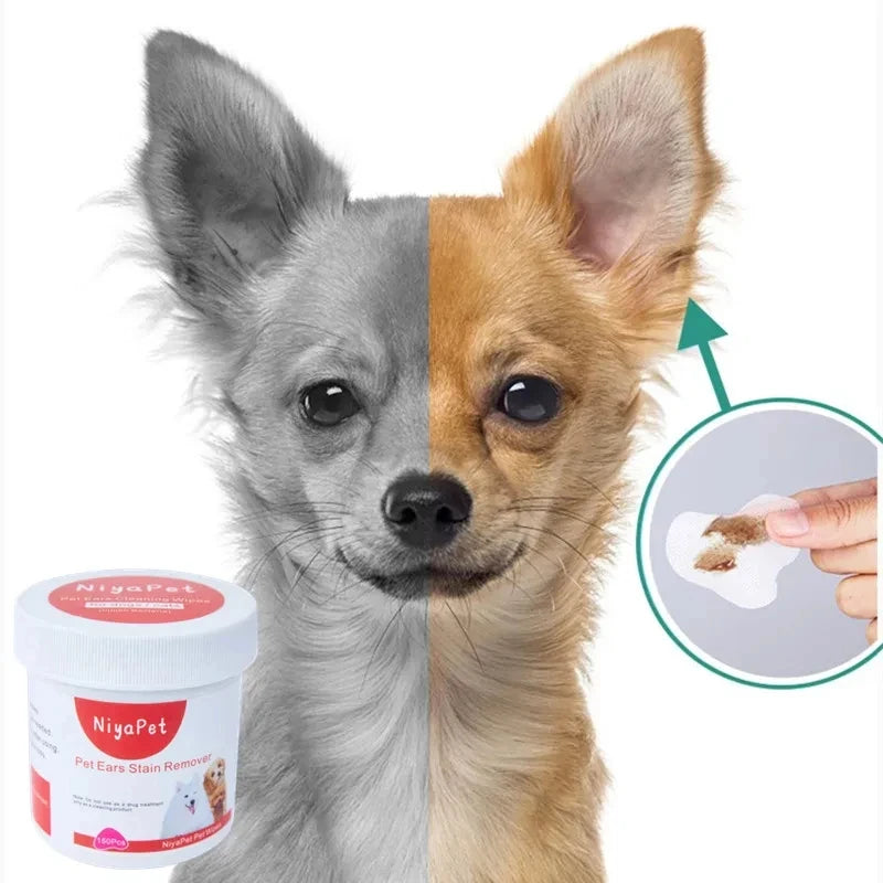 150Pcs Pet Wipes Dog Cat Eyes Ears Cleaning Paper Towels Eyes Tear Stain Remover for Puppy Kitten Ears Cleaner Grooming Supplies