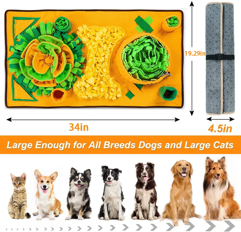 Large Snuffle Mat for Dogs Pet Interactive Training and Stress Relief Sniff Mat Feeding Mat Slow Feeder Dog Treat Mat Dog Toys