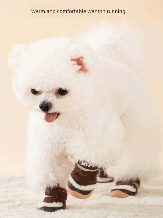 Dog Shoes Winter Small Size Dogs Corgi Pomeranian Teddy Can't Drop out Non-Slip Warm Cat Shoes Pet Supplies