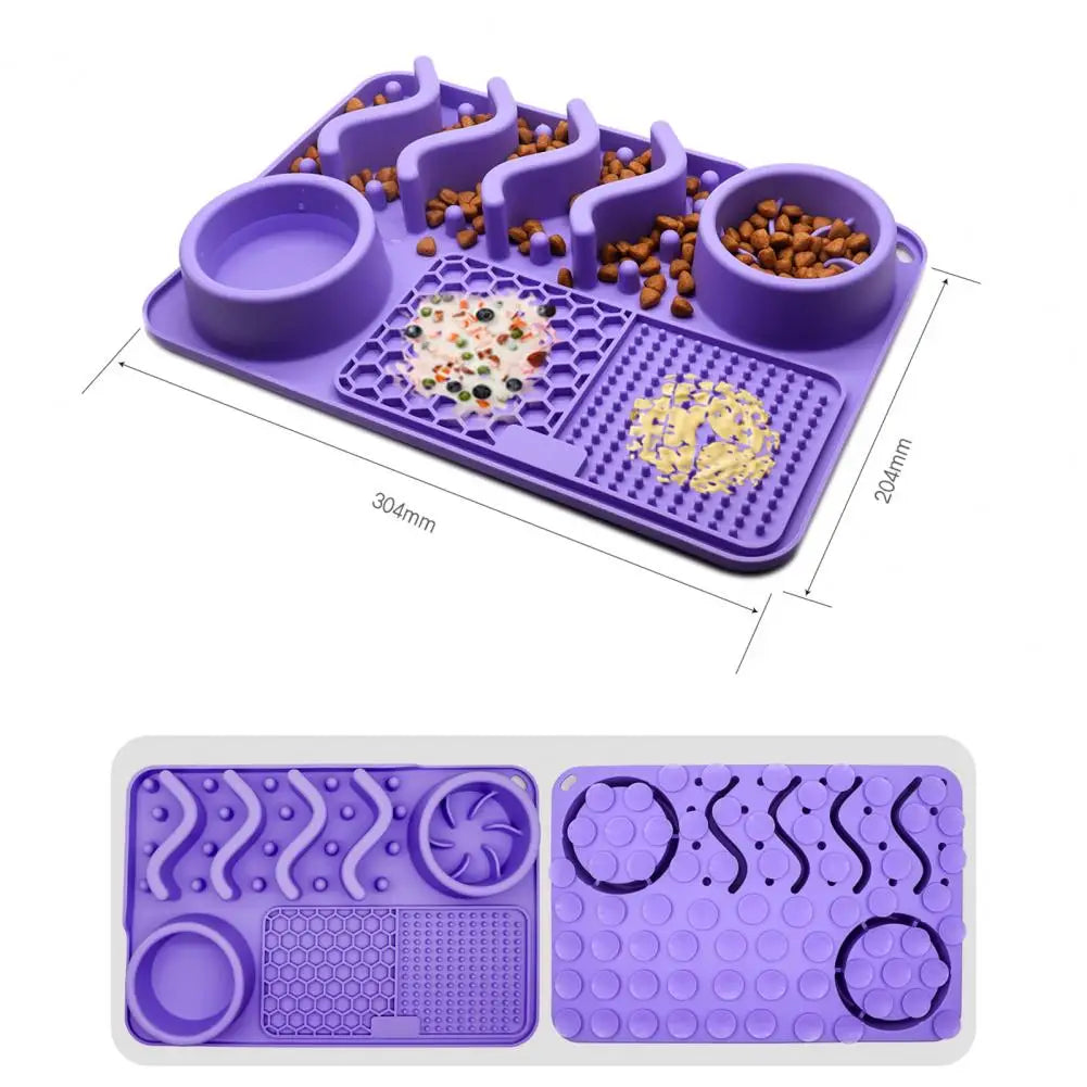 Slow Feeder Upgraded 3 in 1 Dog Bowls Dog Licking Mat With Suction Cups For Anxiety Relief Perfect For Pet Food Yogurt BPA Free