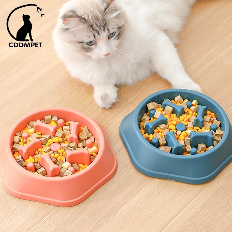 Slow Food Bowl for Small Dogs Choke-proof Slow Eating Pet Feeder Bowls Non-slip Puppy Cats Food Container PP Plate Pet Supplies