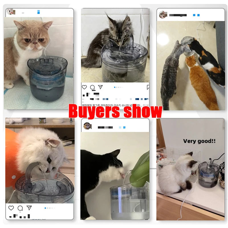 Cat Water Fountain Auto Filter USB Electric Mute Cat Drinker Bowl Recirculate Filtring Drinker for Cats Pet Water Dispenser