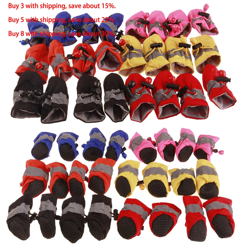 New 4pcs Waterproof Pet Dog Shoes Anti-slip Rain Snow Boot Footwear Thick Warm for Small Cats Dogs Puppy Dog Socks Booties