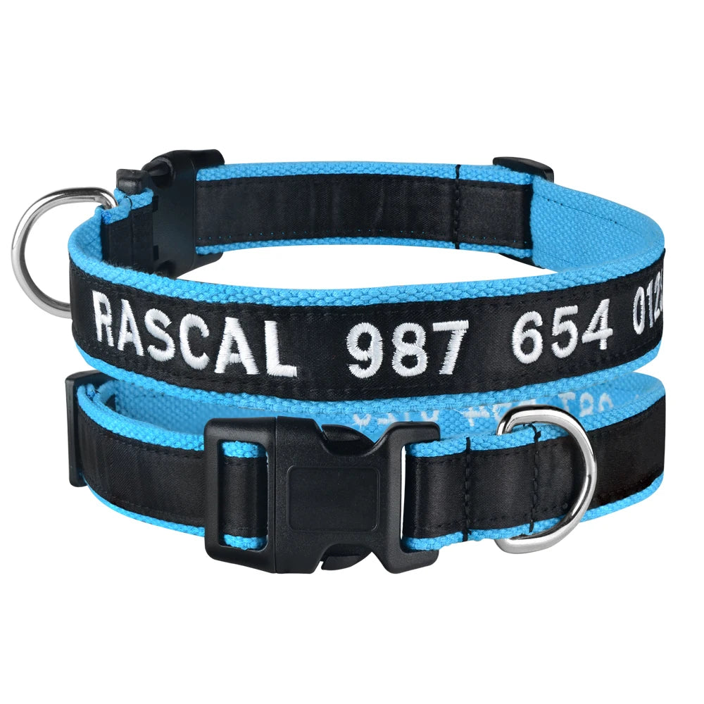 Adjustable Nylon Products Dog Collars Custom Free Embroidered Name Dogs Collar Personalized Puppy Medium Large Unisex Dog Collar