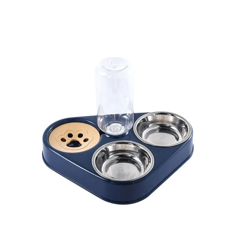 500ML Dog Bowl Cat Feeder Bowl With Dog Water Bottle Automatic Drinking Pet Bowl Cat Food Bowl Pet Stainless Steel Double 3 Bowl