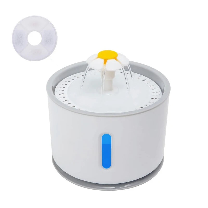 Automatic Pet Cat Water Fountain with LED Lighting 5 Pack Filters 2.4LSPECIFICATIONSBrand Name: NoEnName_NullWith Water Dispenser: YesPower Source: CHARGEMin Output: 50gMax Output: 2.4LTime Setting: NoMaterial: PlasticOrigin: Mainland ShopDoggieworksShopDoggieworks4L USB Dogs Cats Mute Drinker Feeder Bowl Drinking Dispenser