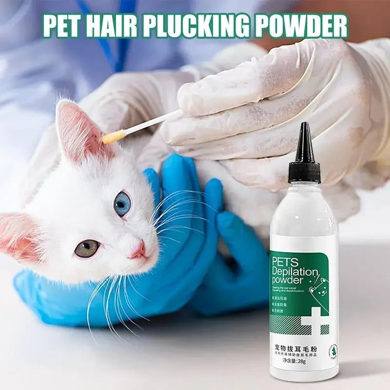 28g Cleaning Powder Pet Cats Dogs Ear Rinse Cleaner Pet Ear Hair Painless Removing Powder Pet Ear Health Care Cleaning Supplies