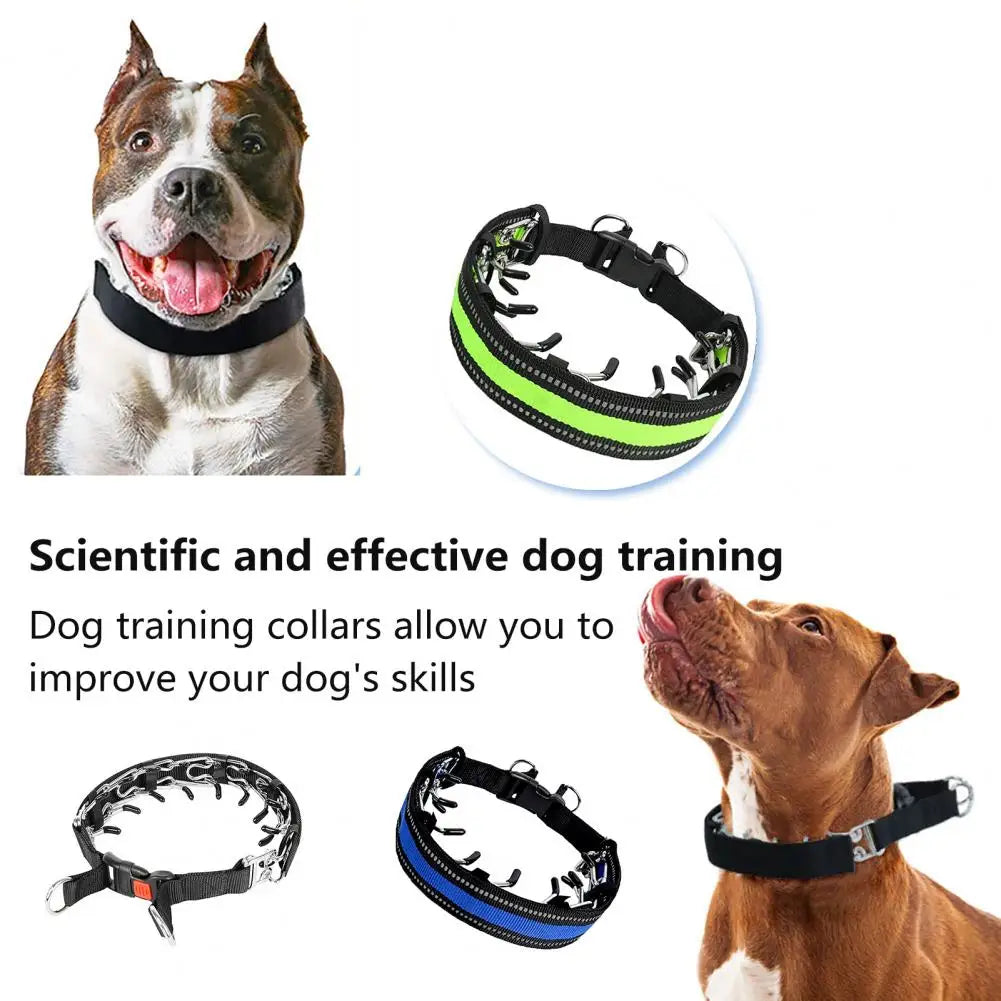 Adjustable Dog Prong Collar with Quick Release Buckle Safe Effective Training Pet Collar for Small to Large Dogs