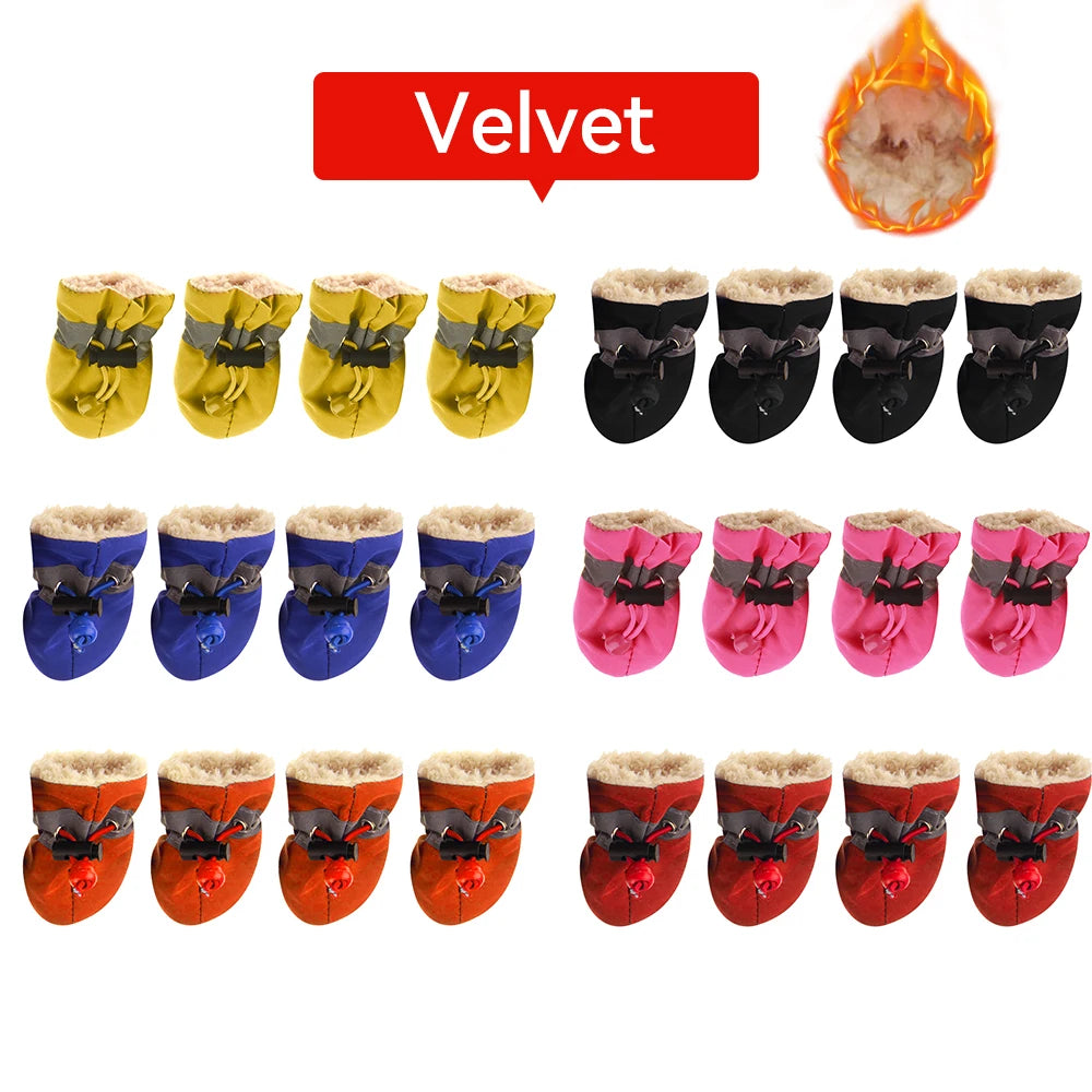 4pcs/set Waterproof Pet Dog Shoes Anti-slip Rain Snow Boot Footwear Thick Warm Cat Dog Puppy Kitten Socks Booties Supply Gift