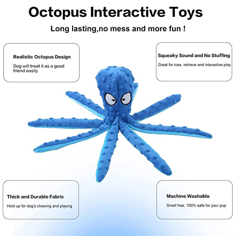 Cartoon Octopus Plush Dog Toys Resistance To Bite Squeaky Sound Pet Puppy Toy For Cleaning Teeth Small Dogs Chew Supplies Yorkie