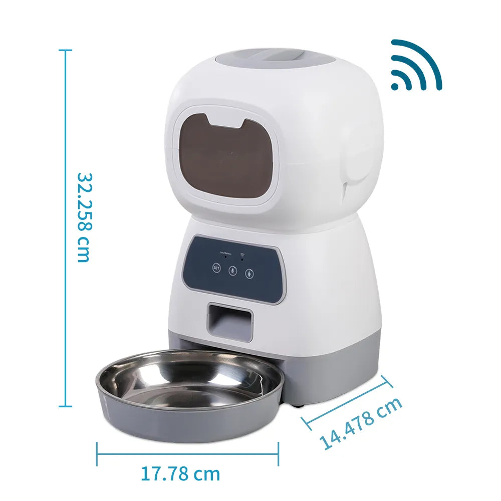 3.5L Automatic Pet Feeder For Cats WiFi Smart Swirl Slow Dog Feeder WiSPECIFICATIONSBrand Name: repetsunOrigin: Mainland ChinaIs Smart Device: YESPower Source: CHARGEMaterial: Stainless SteelMin Output: 4gType: DogsMax Output: 100gVoltShopDoggieworksShopDoggieworksVoice Recorder Large Capacity Timing Cat Food Dispenser