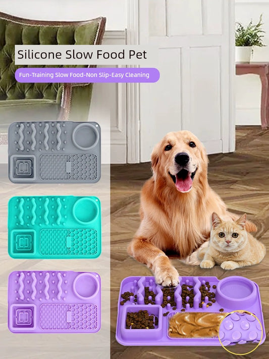 Silicone Pet Placemat Dog Bowl Licking Mat Cat Slow Feeding Bowl Smell Feeder Non Slip Anti-Choke Anti-Tumble Food Basin