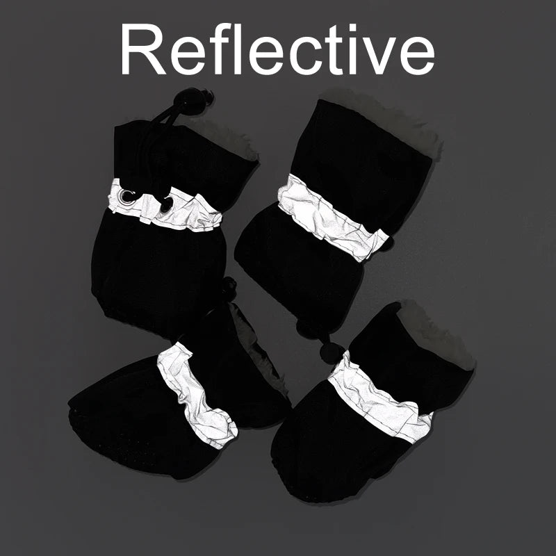 4pcs/set Waterproof Winter Pet Dog Shoes Anti-slip Rain Snow Boots Footwear Thick Warm For Small Cats Puppy Dogs Socks Booties