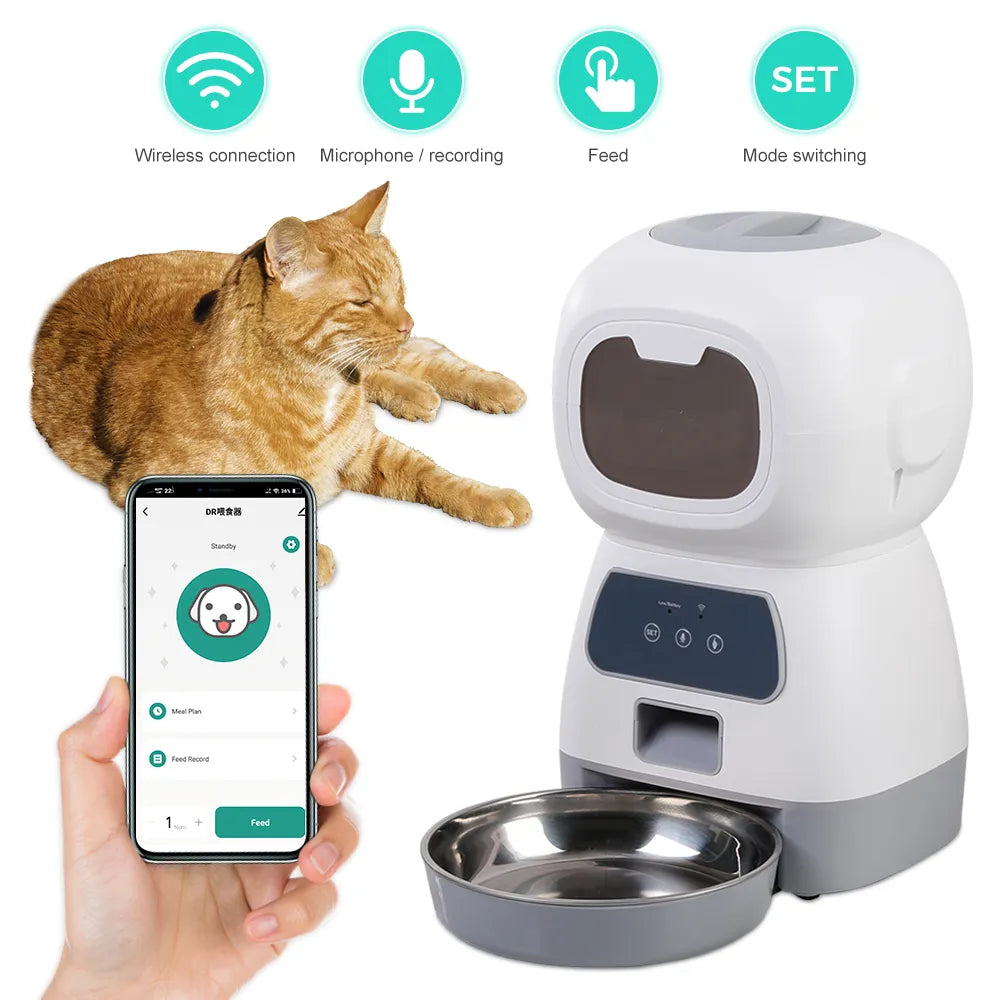 3.5L Automatic Pet Feeder Smart Food Dispenser For Cats Dogs Timer StaSPECIFICATIONSBrand Name: repetsunItem Type: Food StorageOrigin: Mainland ChinaType: DogsMaterial: PlasticVolume: 3.5LApplicable Dog Breed: UniversalNotice: This proShopDoggieworksShopDoggieworksCats Dogs Timer Stainless Steel Bowl Auto Dog Cat Pet Feeding Pet Supplies