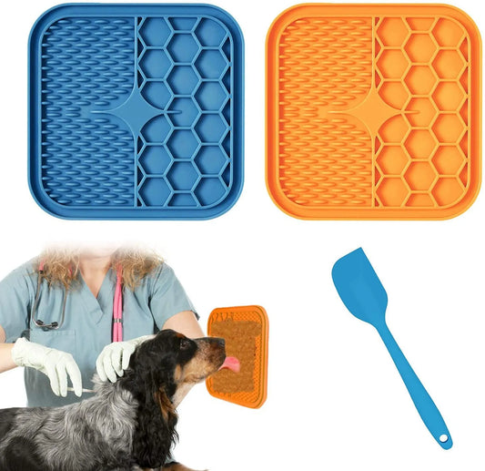 Lick Pad for Dog Cat Slower Feeder Mat for Puppy Kitten Silicone Dispenser Pet Feeding Licking Mat Bathing Distraction Pad