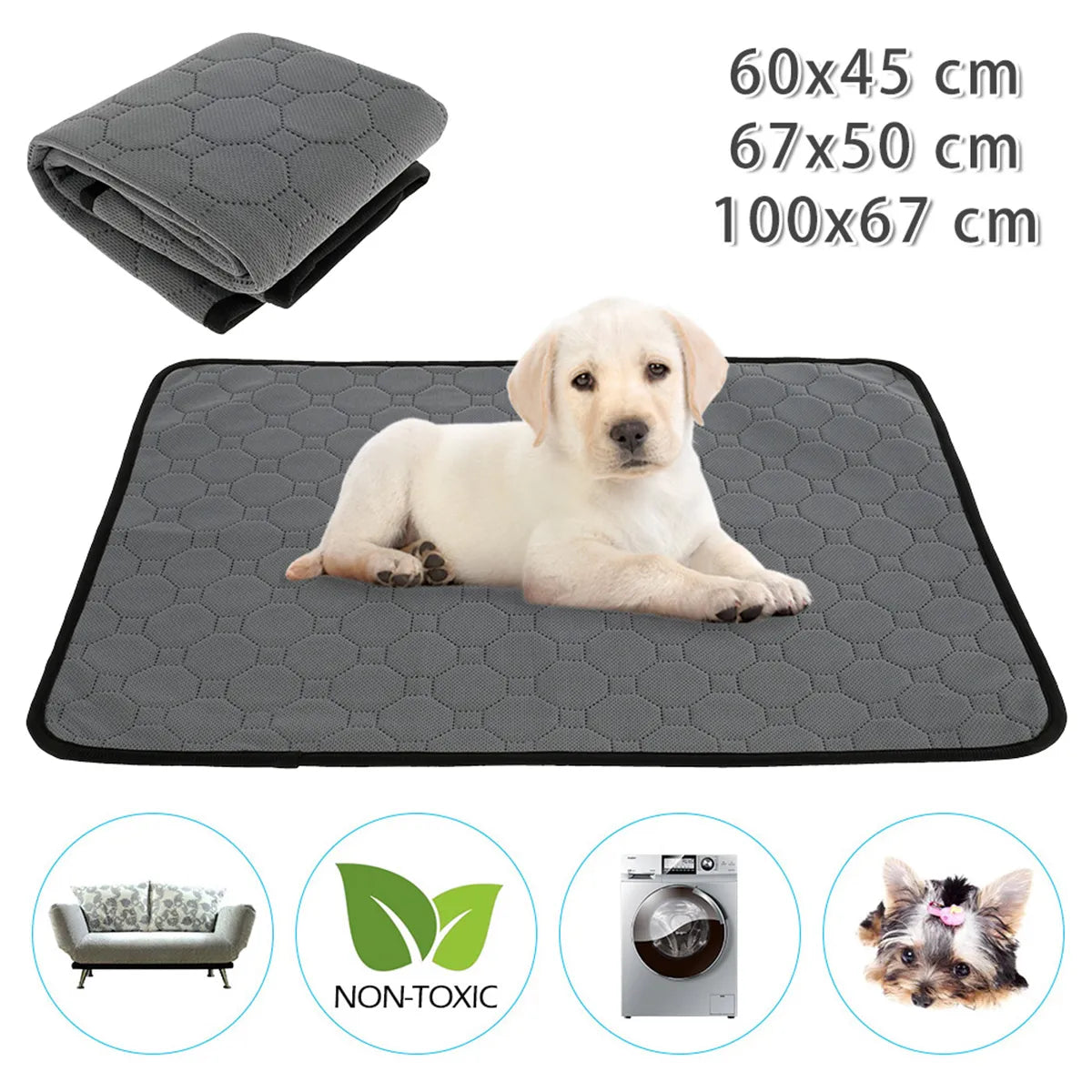 Pet Urine Mat Reusable Absorbent Dog Pee Pad Blanket Washable Puppy Cat Training Pad Non-slip Easy To Dry Cat Dog Bed Pee Mat