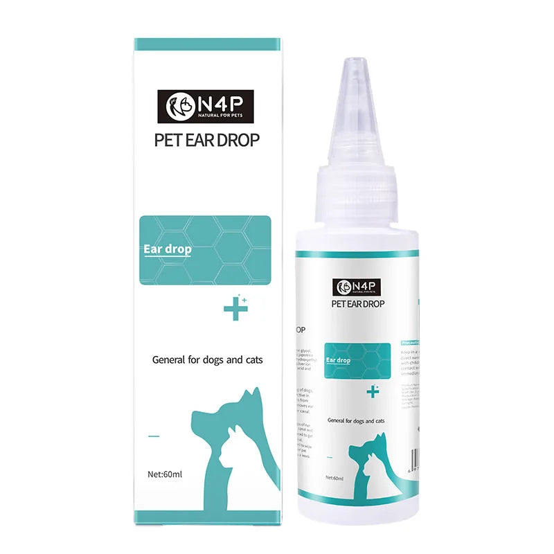 60ml Cat And Dog Ear Cleaner Pet Ear Drops For Infections Control Yeast Mites Removes Ear Mites And Ear Wax Relieve Itching