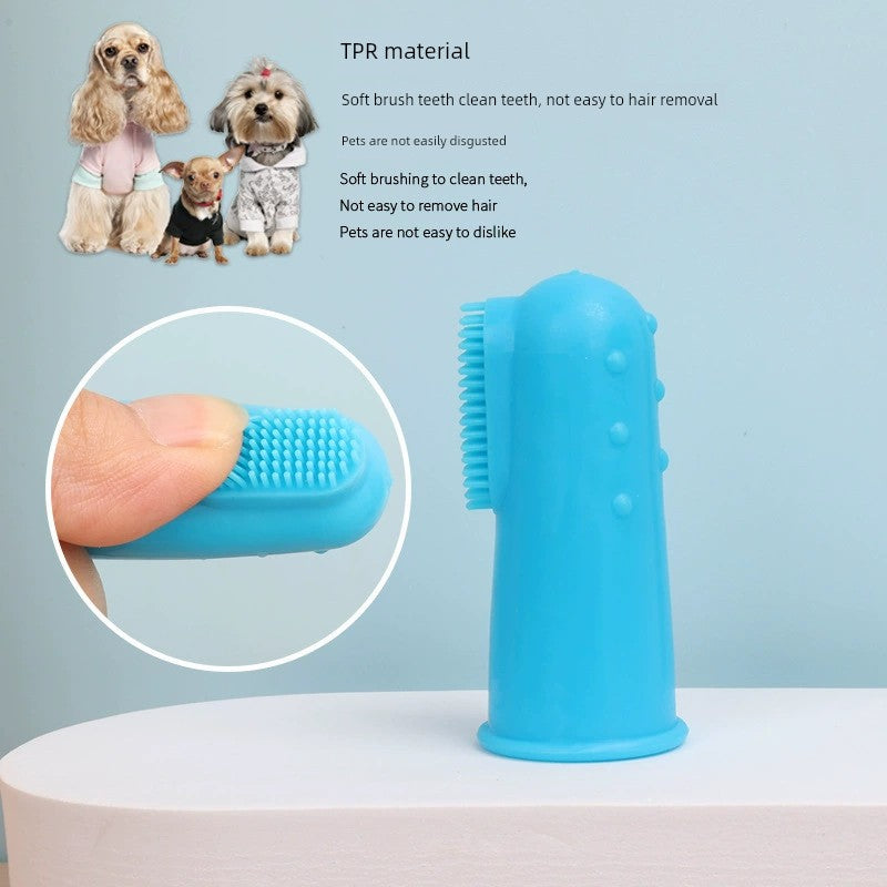 Zoo ● Pet Finger Toothbrush Cat Dog Finger Gloves Brushing Oral Cleaning Care Supplies Silicone Finger