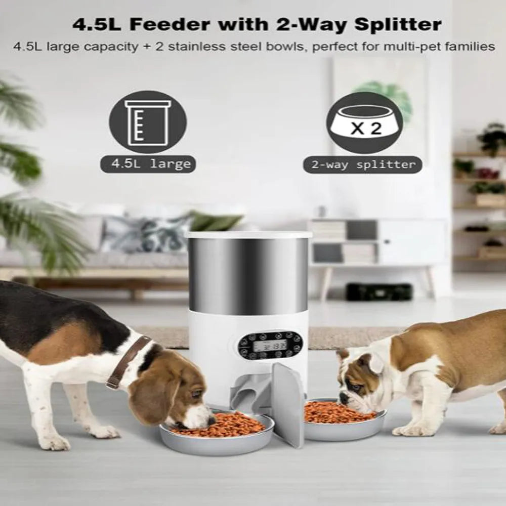 3L 4.5L Double Meal Dog Automatic Feeder Cats Smart Feeding Tuya WIFI Food Dispenser Bowl Auto Recording Timming Pet Feeder