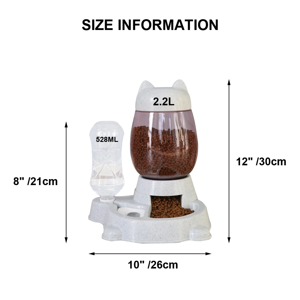 2 IN 1 Cat Water And Food Feeder Dispenser Automatic Dog Cats Drinking Bottles Feeding Bowl Dispensers Pet Supplies 2.2L