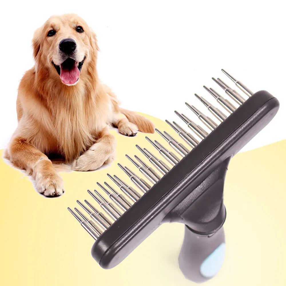 Dog Rake Deshedding Dematting Brush Comb Undercoat Rake for Dogs Cats Short Long Hair Pet Brushes Shedding with Double Row Pins